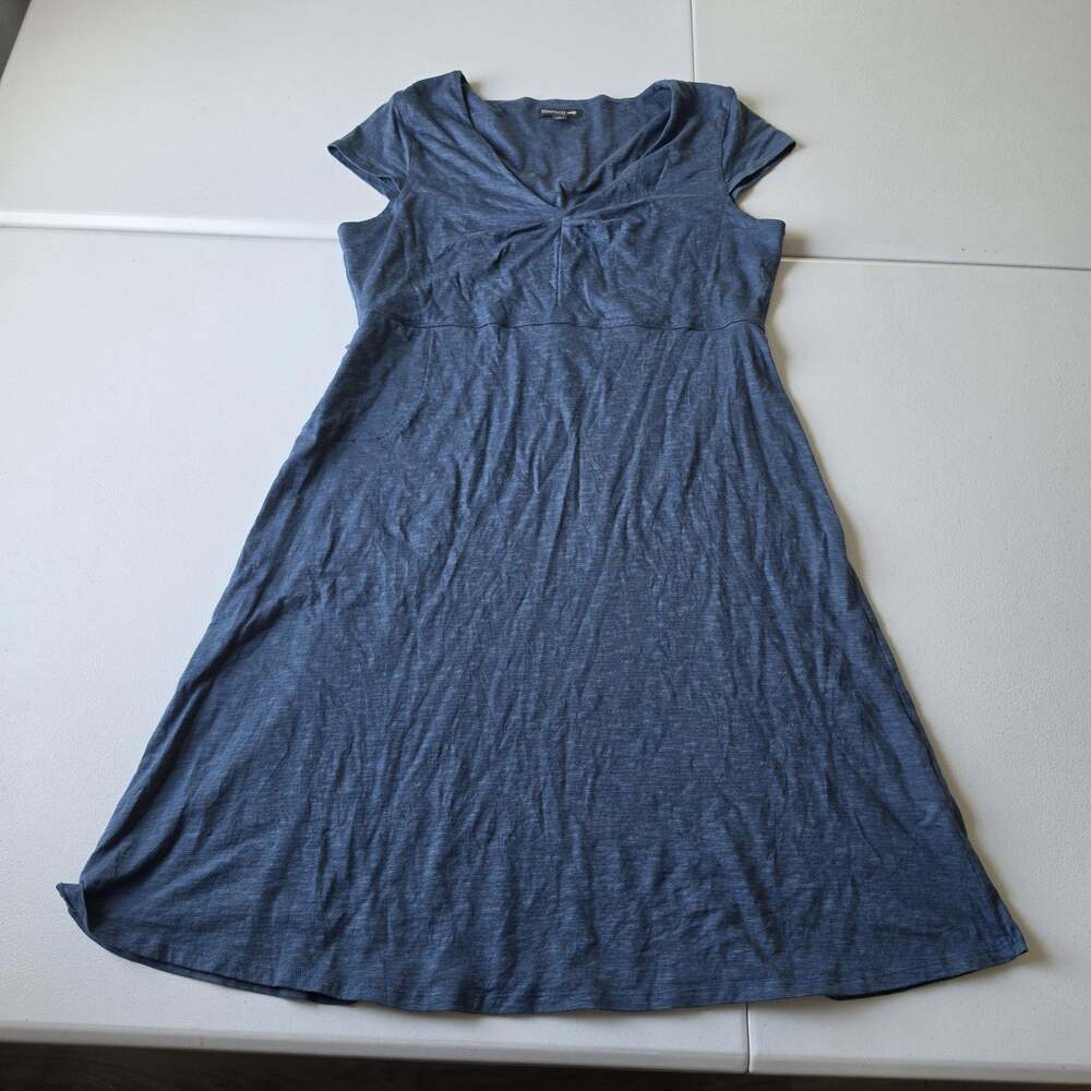 Toad&Co Dress Womens L Blue Rosemarie Tencel Cotton A Line Jersey Travel Casual